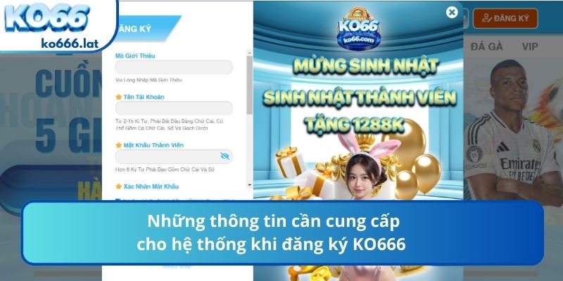 Những thông tin cần cung cấp cho hệ thống khi đăng ký KO666
